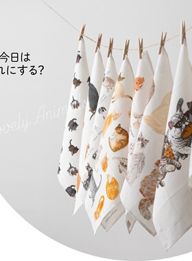 夏季清凉抗菌吸汗手帕猫咪图案