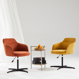 北欧现代简约舒适靠背可升降平脚雪尼尔麻绒布居家办公洽谈会议椅