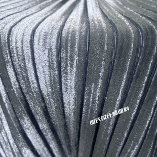 欧美风秋冬压皱灰蓝色金丝绒毛风琴褶皱布料 金属感垂感倒绒面料