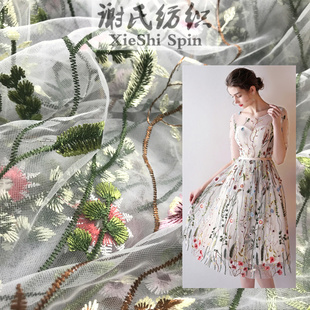 2022夏季花仙子裙子面料 新品刺绣花蕾丝伴娘服钩花晚装派对布料