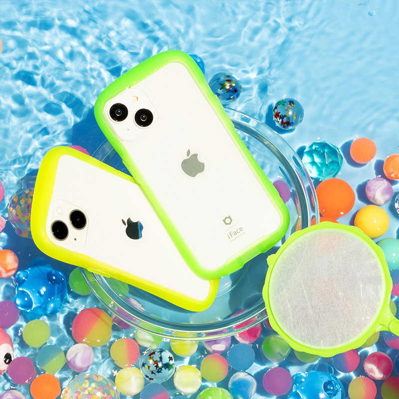 iFace荧光高透钢化玻璃手机壳适用iPhone 14 pro max/15ProMax透明防摔手机保护套苹果硬壳Hamee防刮