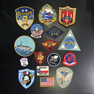 美国 壮志凌云皮衣臂章 全套魔术贴飞行夹克臂章军迷胸贴刺绣徽章