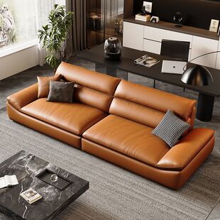 德国品质帆船沙发客厅小户型轻奢现代简约直排组合宽坐深猫爪皮艺