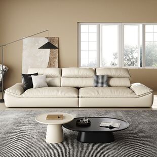 德国品质帆船沙发客厅小户型轻奢现代简约直排组合宽坐深猫爪皮艺