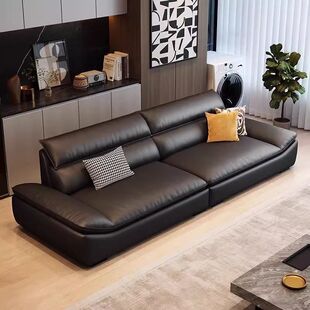 德国品质真皮沙发意式沙发客厅现代轻奢简约小户型超宽帆船坐深直