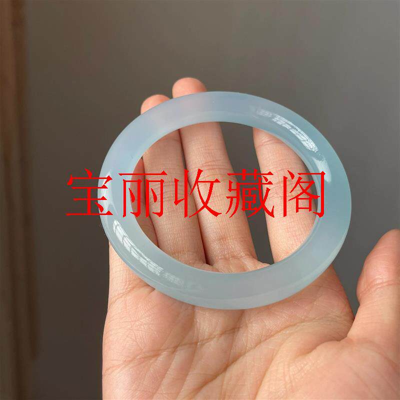 蓝水冰种海蓝宝玉镯晴水底天青冻镯子天空蓝岫翡翠色玉石手镯送礼