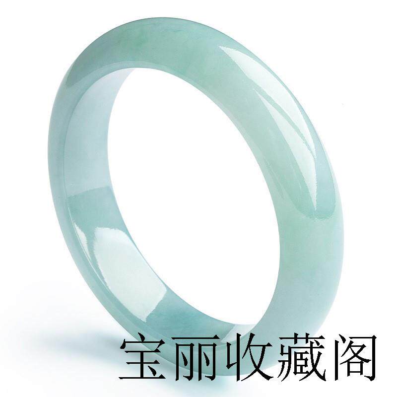 高端翡翠色手镯冰糯种正阳绿缅甸货玉镯子正圈镯飘花玉手镯送礼物
