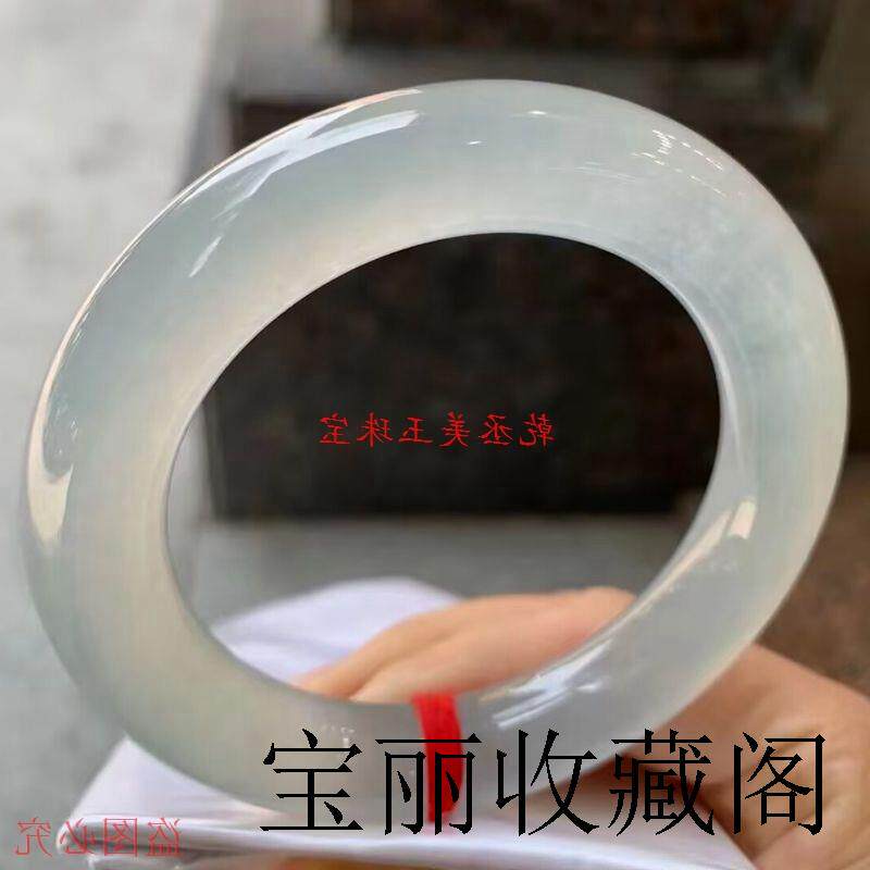 高端翡翠色货冰种玉镯老坑玉镯子胖圆条女款手镯高品质手饰品送礼