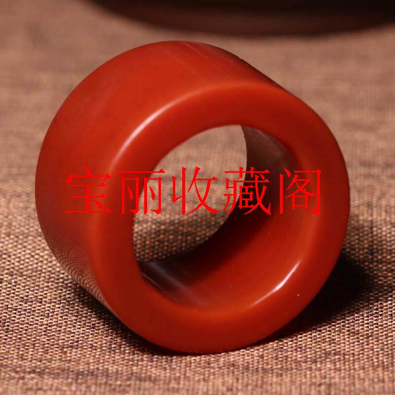 精品元保山南红玛瑙岁月痕迹厚重包浆复古扳指玉石戒指男款手饰品