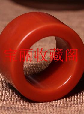 精品元保山南红玛瑙岁月痕迹厚重包浆复古扳指玉石戒指男款手饰品