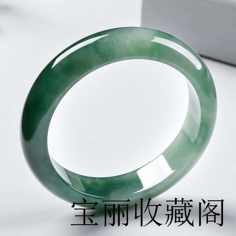 缅甸老坑翡翠色手镯冰种浅绿油青玉镯少女手镯飘花阳绿冰糯种处理