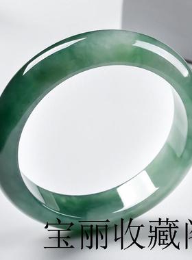 缅甸老坑翡翠色手镯冰种浅绿油青玉镯少女手镯飘花阳绿冰糯种处理