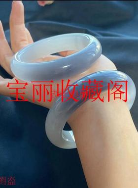 高端款新疆和田玉青海料羊脂玉烟紫白双色手镯女款泥鳅背玉石玉镯