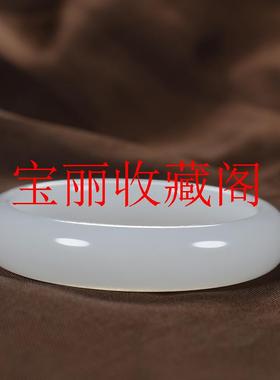 高端新疆和田玉高级感羊脂级白玉平安镯宽口精品旺夫镯时尚大气款