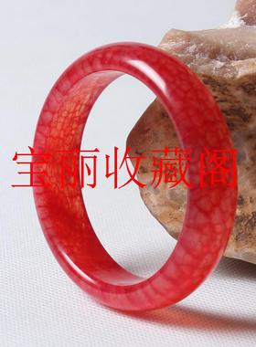 精选鸡血石红白手镯饰品送礼品女款全红鸡血玉大红冰种玉石手镯子