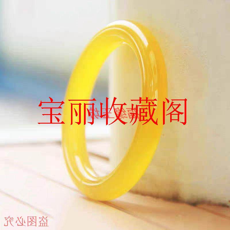 精品高冰种黄色玉髓玛瑙圆条手镯高级感时尚百搭款手镯子气质女款