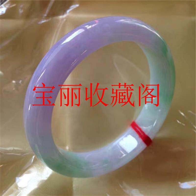 缅甸高端翡翠色手镯冰糯种阳绿飘花玉镯紫罗兰春彩翠色玉手镯女款