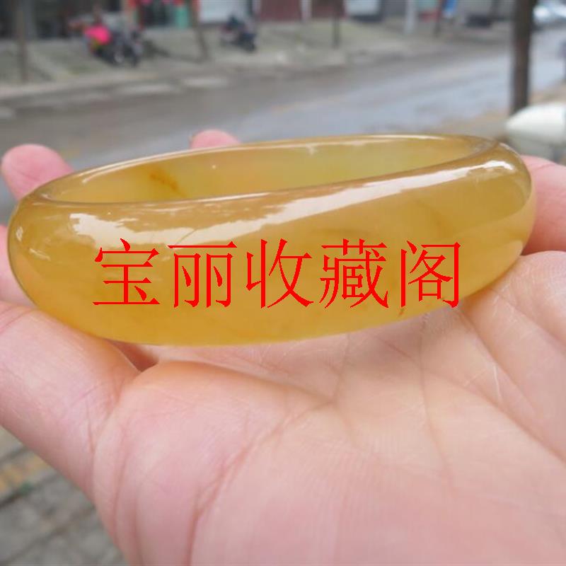 云南龙陵黄龙玉手镯女款冰透满色石英岩玉镯子冰种水草花玉器手环