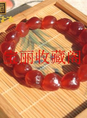 爆款收藏级阿拉善精选手串化包浆石榴红玛瑙原石玩料手链饰品送礼
