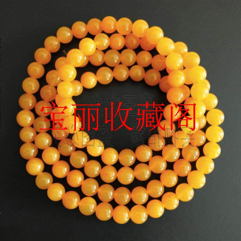 精致云南黄龙玉手链鸡油黄佛珠链