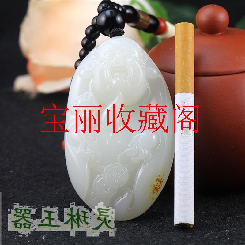 新疆和田玉籽料羊脂白玉财神手把件高端原石羊脂玉把玩件男女同款