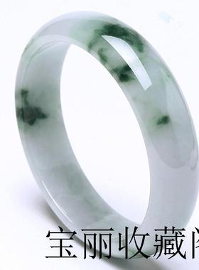 缅甸冰糯米种飘花翡翠色玉手镯女款玉镯子玉镯翡翠色玉手镯送亲友