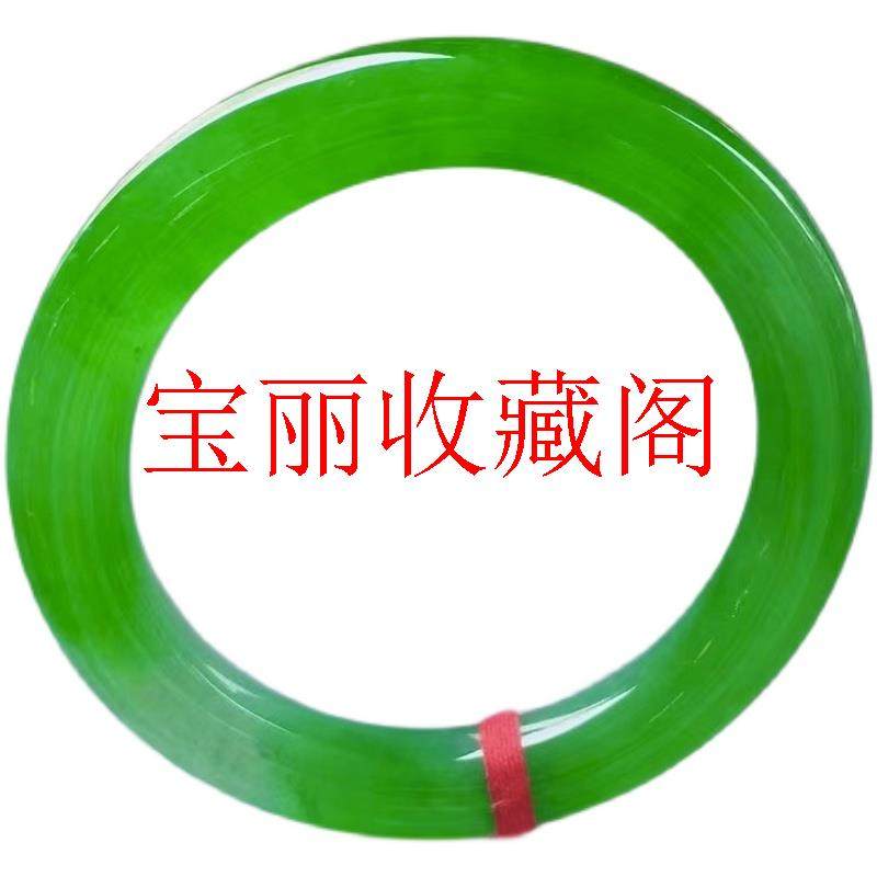 缅甸翡翠色复古胖圆玉手镯