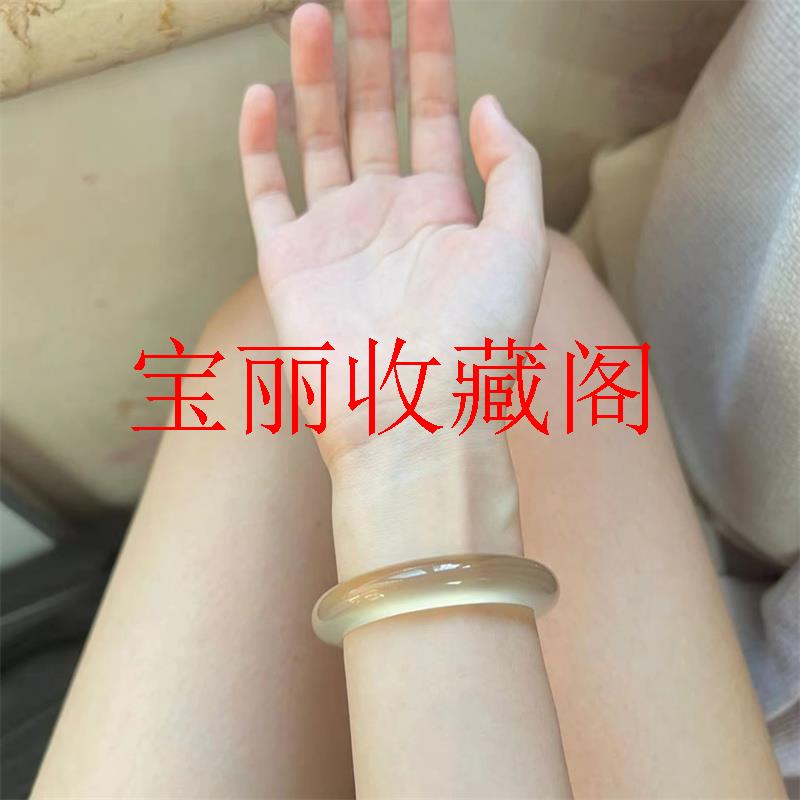 马达加斯加冰种高冰香槟金玛瑙手镯冰透白月光高冰透玉髓正圈气质