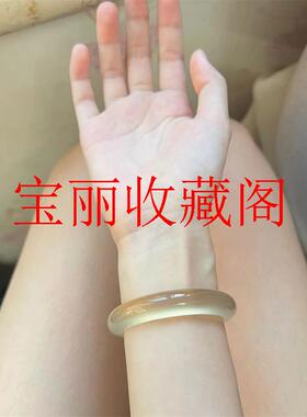 马达加斯加冰种高冰香槟金玛瑙手镯冰透白月光高冰透玉髓正圈气质