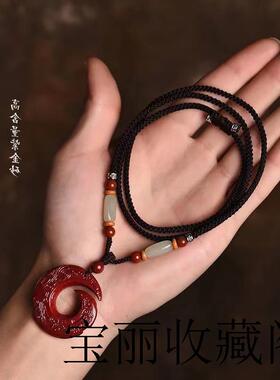 高端款原矿朱砂时来运转吊坠男女士款转运保平安本命年平安扣项链