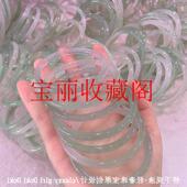玛瑙油青手镯茶青半山半水冰种渐变透亮细美人条玉髓翡翠色叮当镯