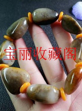 高品质新疆和田玉手链原石沁红皮籽料手链男款转运珠带隔珠玉手串