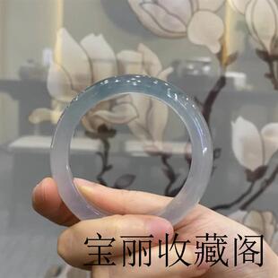 缅甸翡翠色手镯老坑正圈晴水冰种飘花玉手镯女款阳绿贵妃镯玉镯子