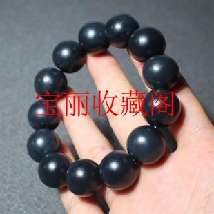 和田玉精品放漏新疆老熟细润聚墨青花籽料手串圆珠男款手饰品处理