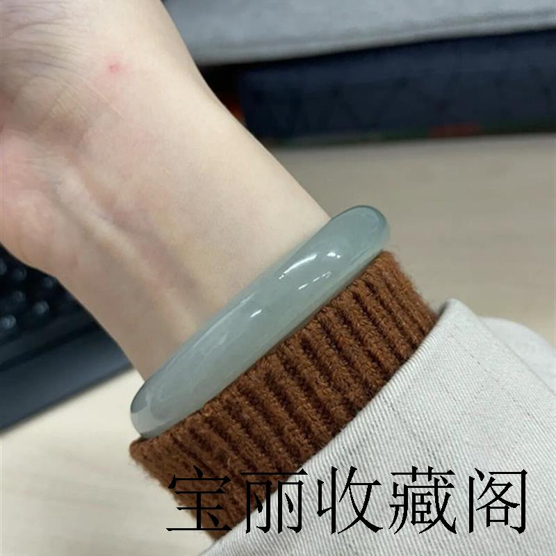 缅甸老坑油青贵妃玉手镯透水润冰种圆条甜绿冰晴飘花阳绿宽版窄版