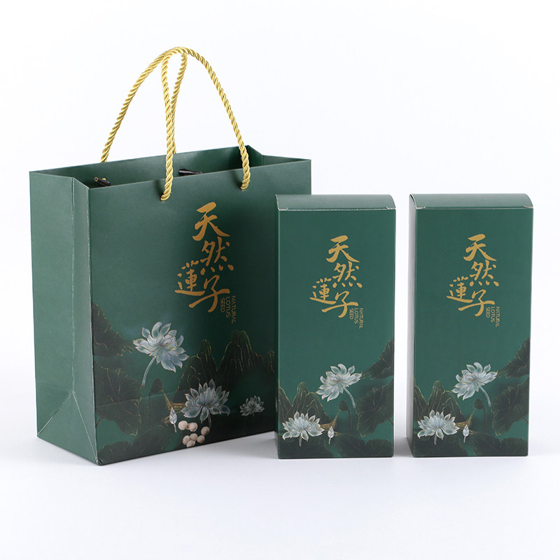新款绿色天然莲子纸盒包装现货批发莲子蓝色包装盒礼品盒套装通用