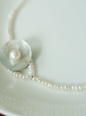 天然淡水珍珠法式优雅个性锁骨链气质设计感时尚高级感小众简约