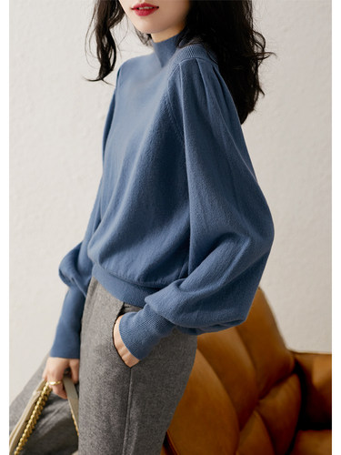 画朴气质公主风羊角袖针织衫女装2022秋冬新款宽松显瘦藏肉上衣潮