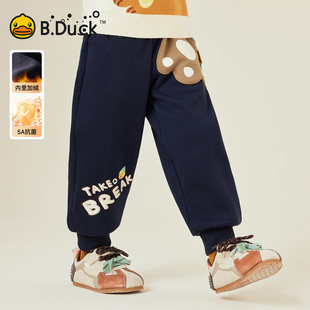 男童宝宝束脚休闲卫裤 加绒保暖运动裤 潮 新款 B.Duck小黄鸭儿童冬季