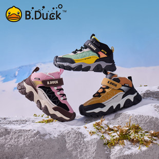 男童户外休闲鞋 B.Duck小黄鸭儿童加绒运动鞋 女童保暖棉鞋 新款 冬季