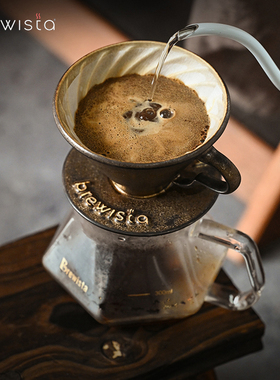 Brewista 手冲咖啡V60滤杯螺旋纹内壁冰晶蓝景德镇陶瓷鎏金滴滤杯