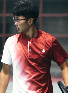 【RacketBrothers球拍兄弟】网球速干亨利领蓝白/红白渐变上衣