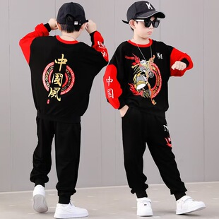 男童套装帅气春装卫衣春秋款时髦中大童儿童男孩秋装运动两件套潮