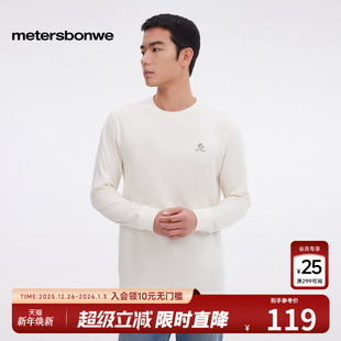 恤简约长袖 美特斯邦威2025春季 春夏户外运动印花长袖 男女同款 新款