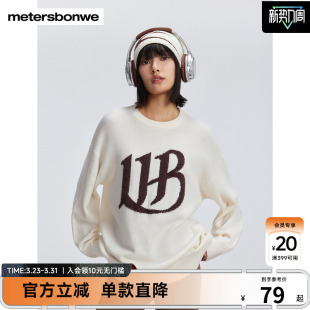 宽松圆领时尚 新款 气质百搭字母上衣女 女士春季 美特斯邦威毛衫