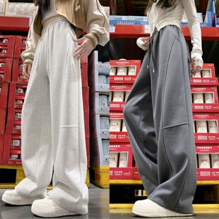 休闲直筒香蕉运动裤 美式 高腰显瘦卫裤 女秋冬2025新款 子 镰刀阔腿裤