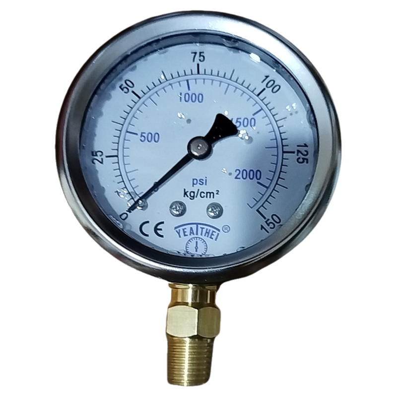雅德60MM径向充油耐震压力表1/4pt150Kg2000psi304不锈钢YEATHEI