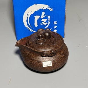 日本万古烧粗陶宝瓶茶壶侘寂风格全手作手抓壶家用日式小茶壶泡茶