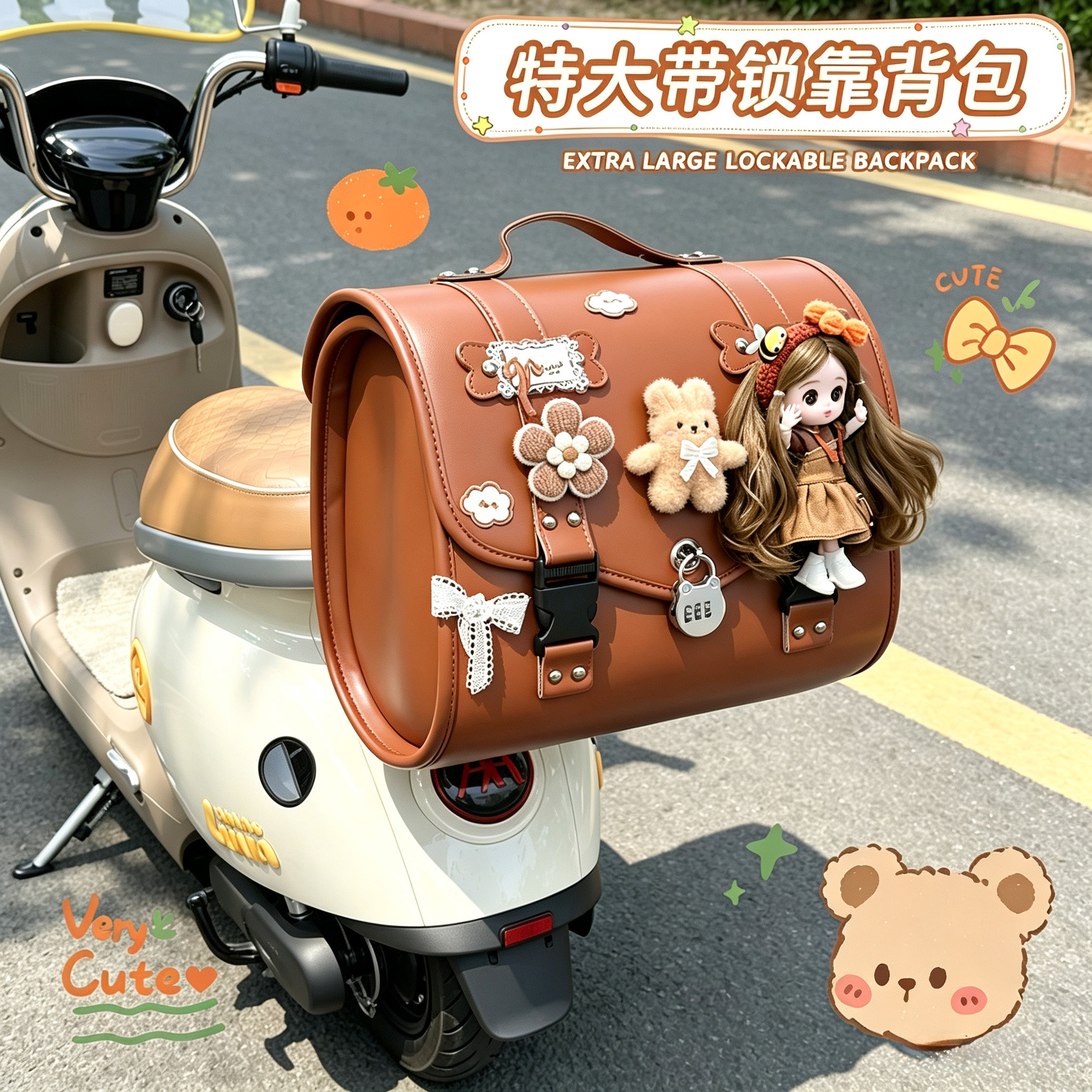 电动车尾箱包复古后尾箱包新款