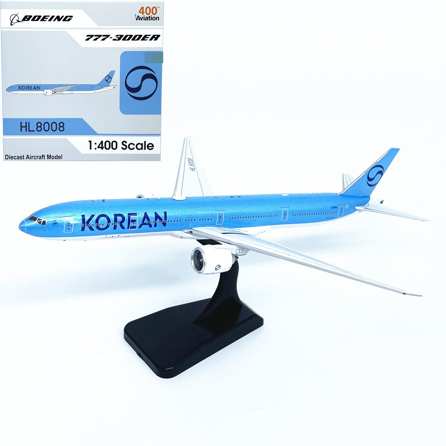 AV 1:400大韩航空B777-300ER客机HL8008仿真飞机模型合金收藏